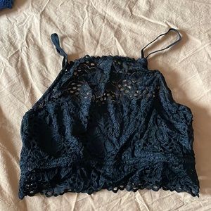 Black lace high neck bralette